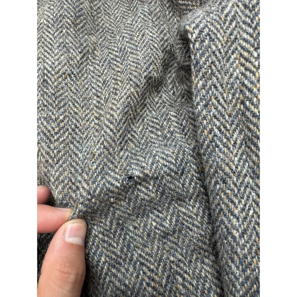 Harris Tweed Blazer Mens 36 Gray Herringbone Wool Sport Coat Jacket USA